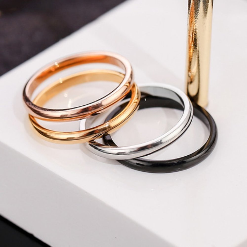 NEW Simple Yellow Gold 2mm Stackable Band Ring - Picture 2 of 4